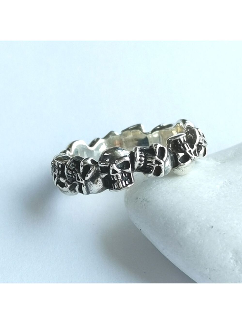 Multi Skull Band Ring in Sterling Silver size 8.75 🆕 unisex